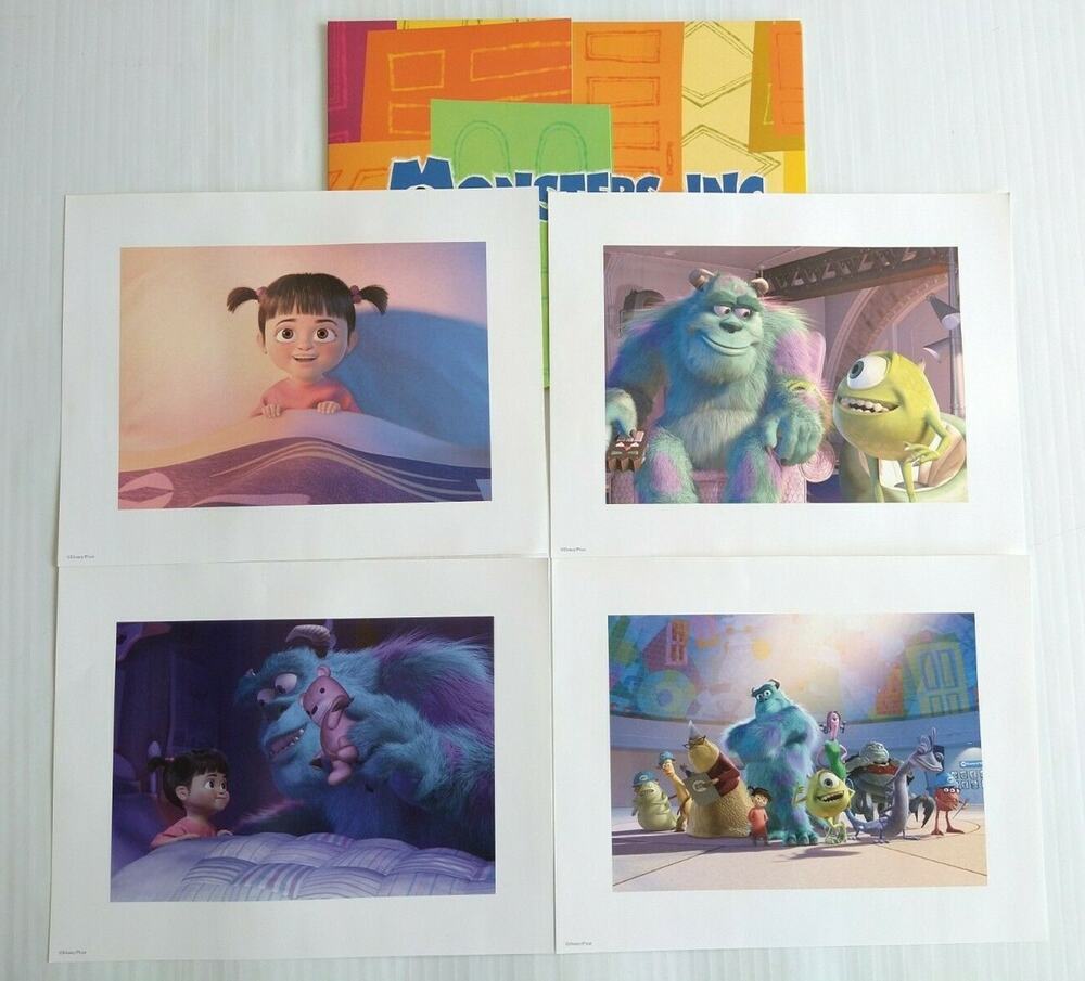 Disney Store Monsters Inc Exclusive Lithograph Portfolio Set of 4 Prints 14"x11"